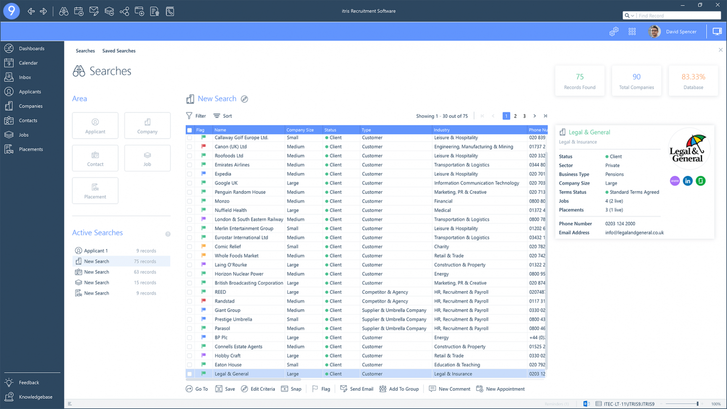 itris 9 searching screenshot