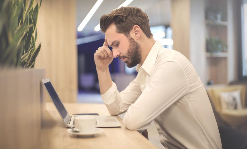 man suffering with january blues