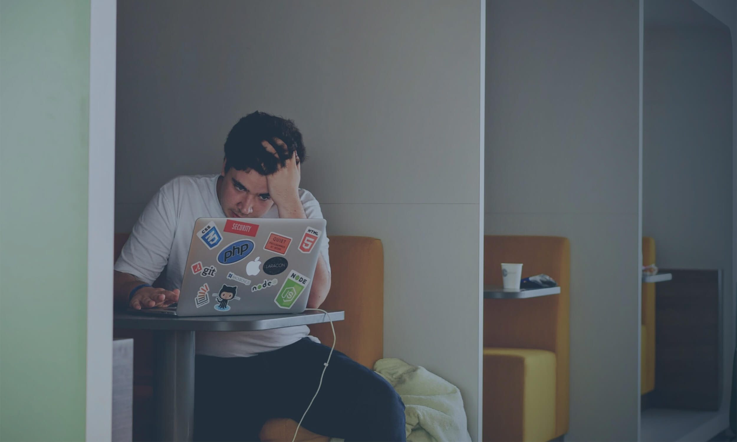 man using laptop