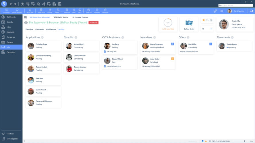 The Best Recruitment Software and CRM | itris 9 Job Activity