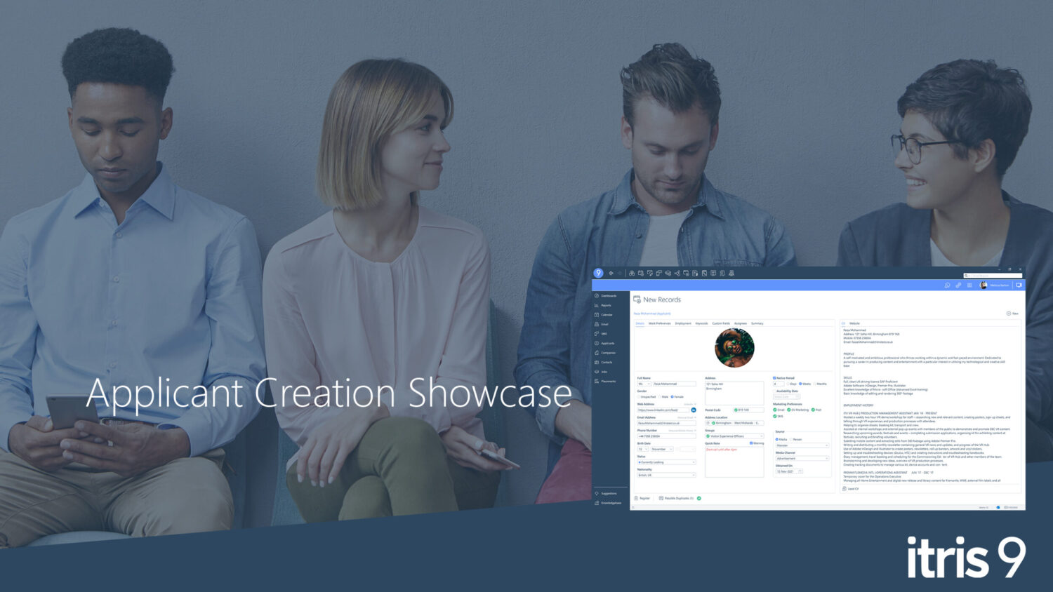 Recruitment CRM software itris 9 | Applicant Creation | Showcase Video